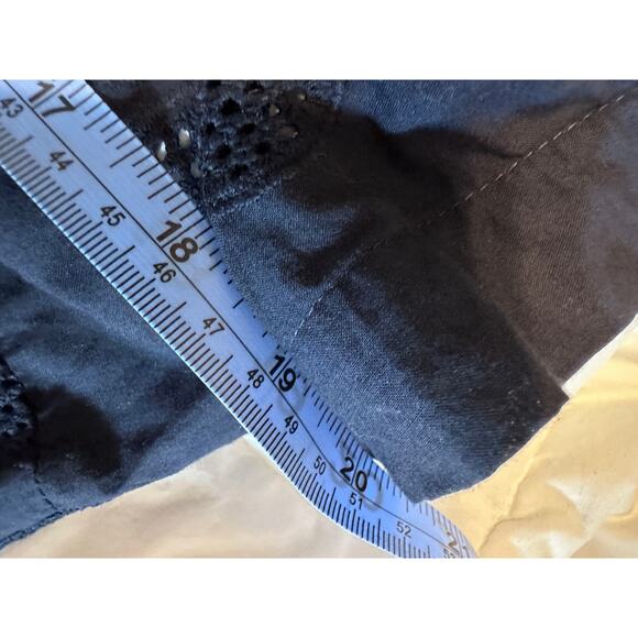 ANN TAYLOR sz 12 navy blue s/s fit flare tennis racquet eyelet dress pockets - Picture 7 of 8